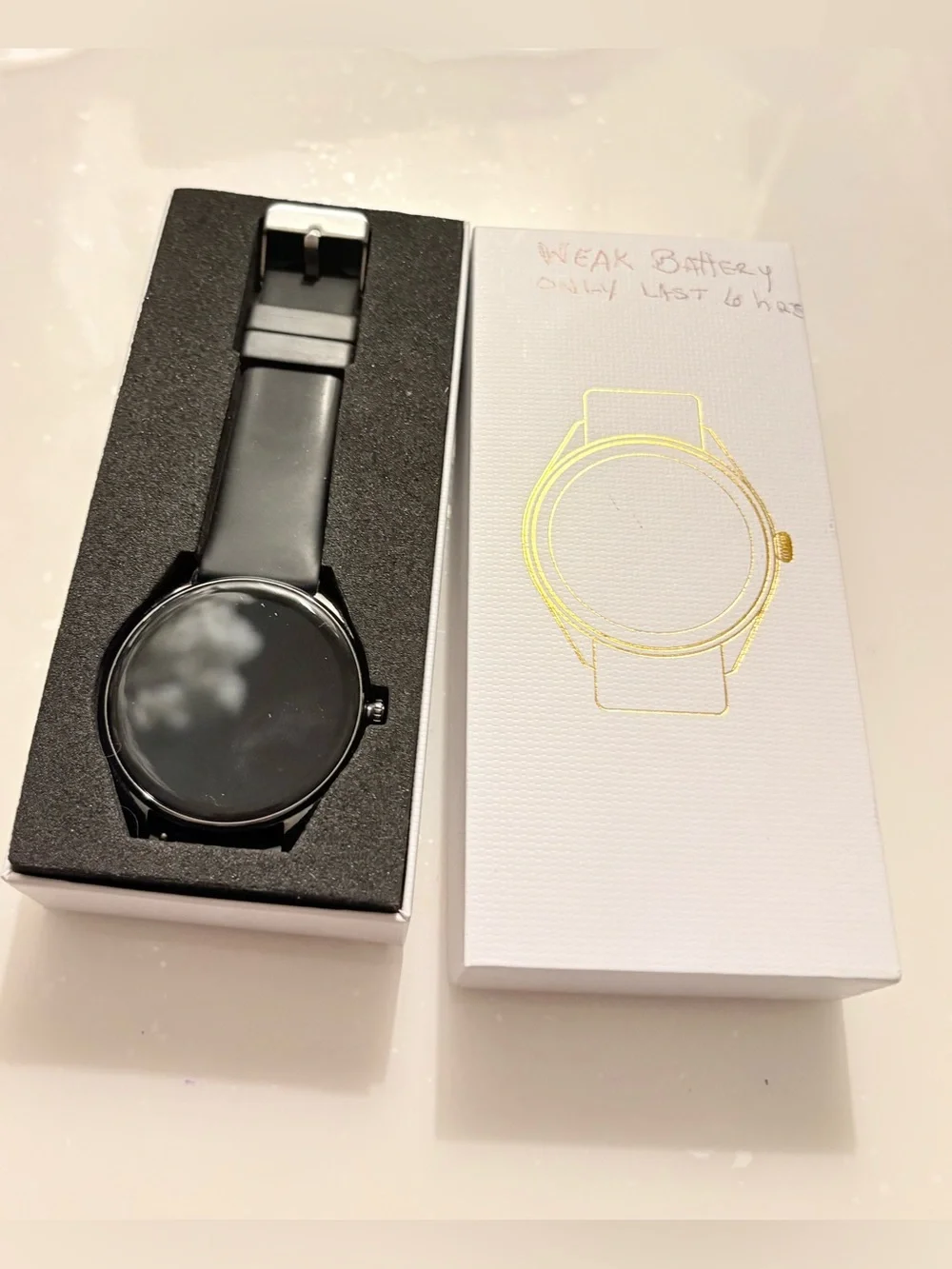 Smart Watch with Black Silicone Strap and Silver Metal Band